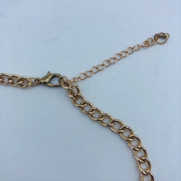 Statement Green Stone/Gold Tone Chain Necklace - Picture 7 of 7